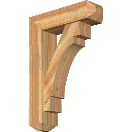 Merced Craftsman Rough Sawn Bracket W/ Offset Brace, Western Red Cedar, 8W X 28D X 40H